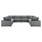 Commix Down Filled Overstuffed Vegan Leather 8-Piece Sectional Sofa, Faux Vegan Leather, Grey Gray, 20724