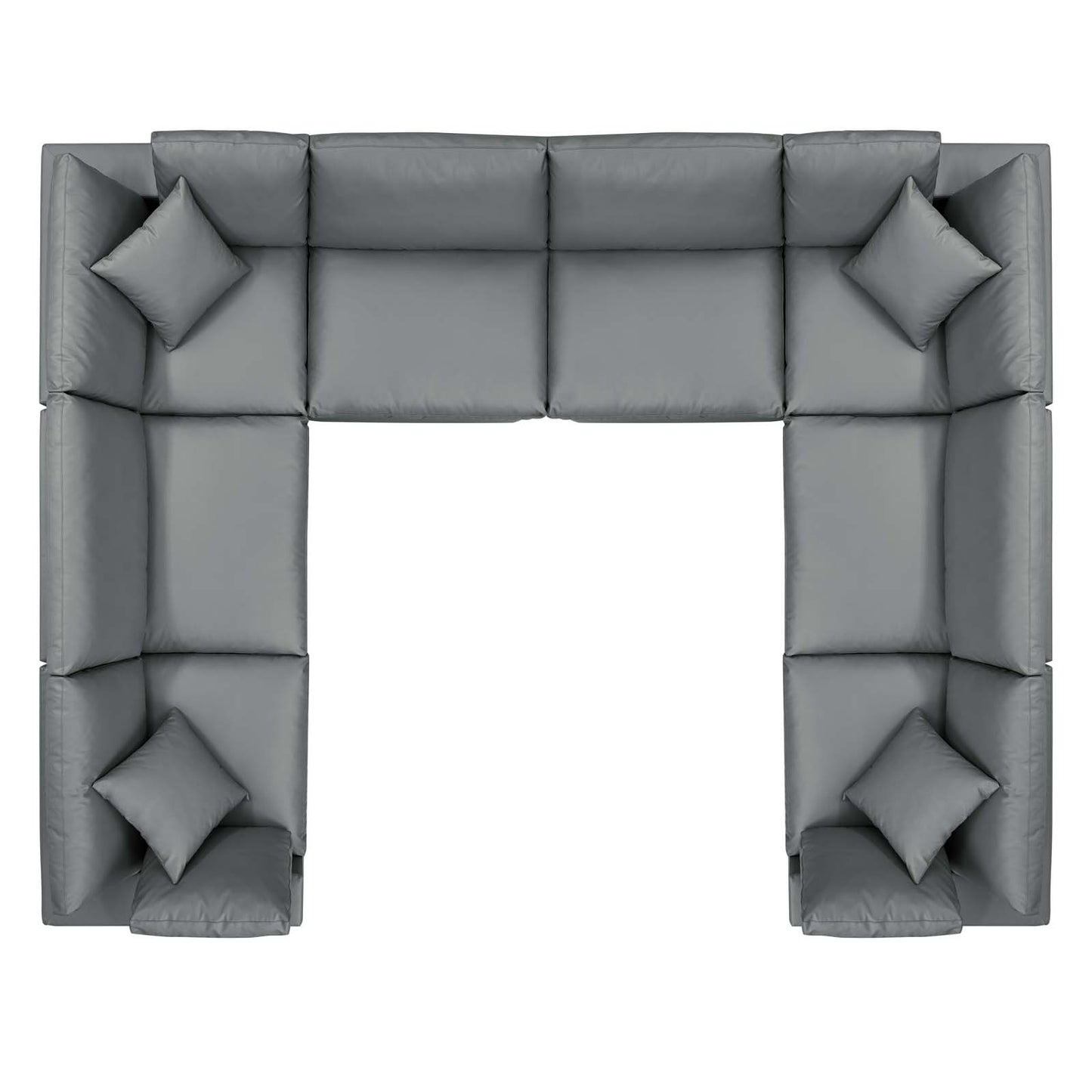 Commix Down Filled Overstuffed Vegan Leather 8-Piece Sectional Sofa, Faux Vegan Leather, Grey Gray, 20724