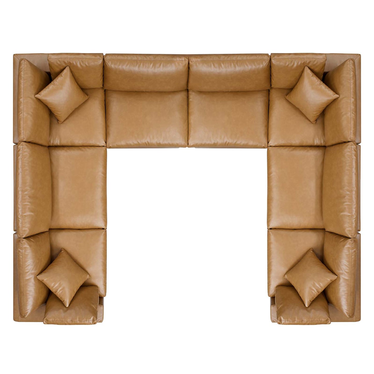 Commix Down Filled Overstuffed Vegan Leather 8-Piece Sectional Sofa, Faux Vegan Leather, Tan, 20725