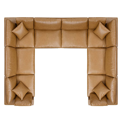 Commix Down Filled Overstuffed Vegan Leather 8-Piece Sectional Sofa, Faux Vegan Leather, Tan, 20725