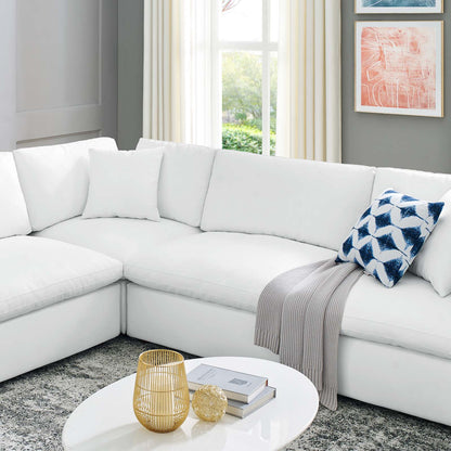 Commix Down Filled Overstuffed Vegan Leather 8-Piece Sectional Sofa, Faux Vegan Leather, White, 20726