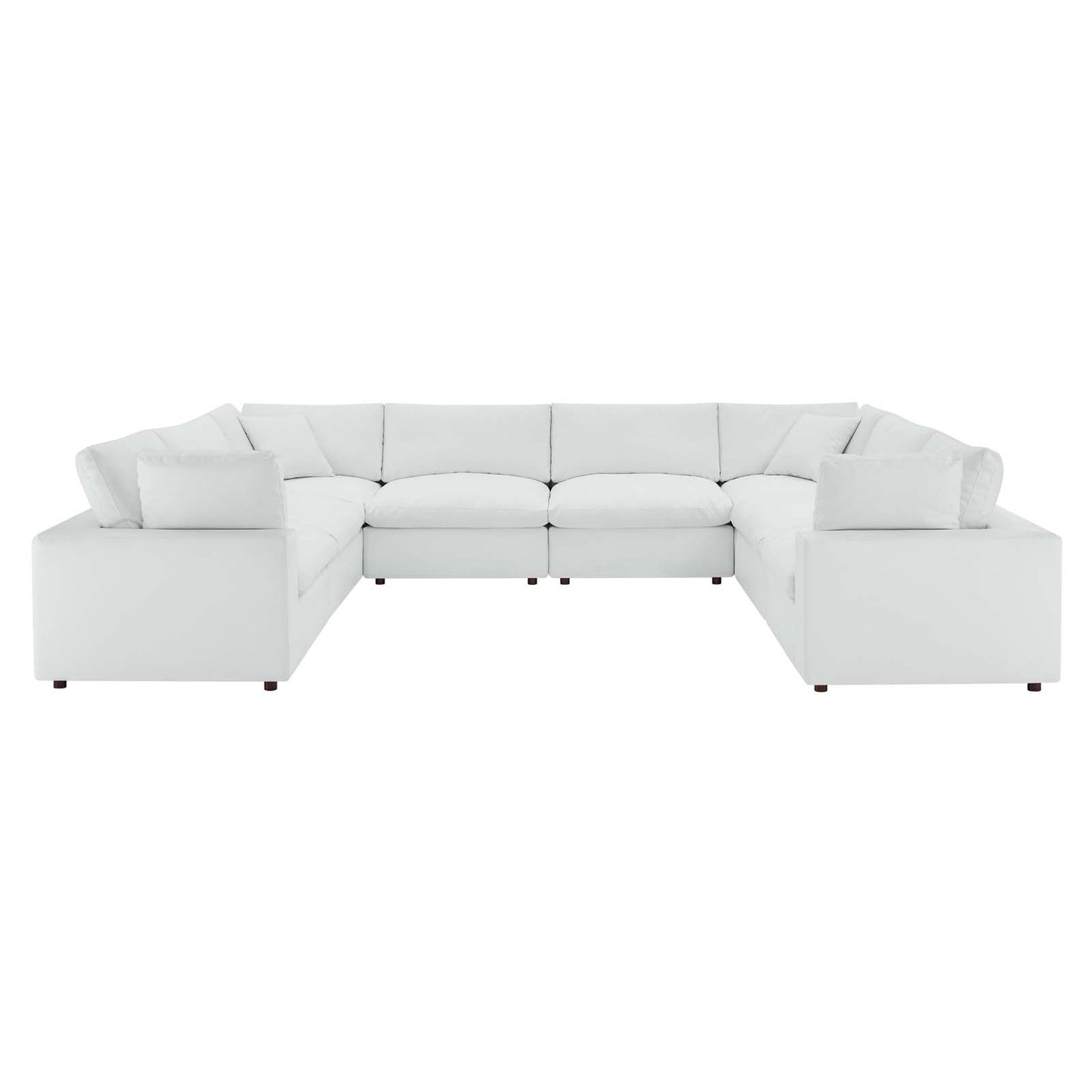 Commix Down Filled Overstuffed Vegan Leather 8-Piece Sectional Sofa, Faux Vegan Leather, White, 20726