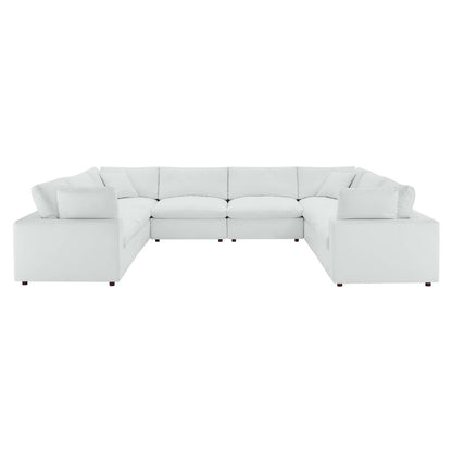 Commix Down Filled Overstuffed Vegan Leather 8-Piece Sectional Sofa, Faux Vegan Leather, White, 20726
