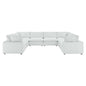 Commix Down Filled Overstuffed Vegan Leather 8-Piece Sectional Sofa, Faux Vegan Leather, White, 20726