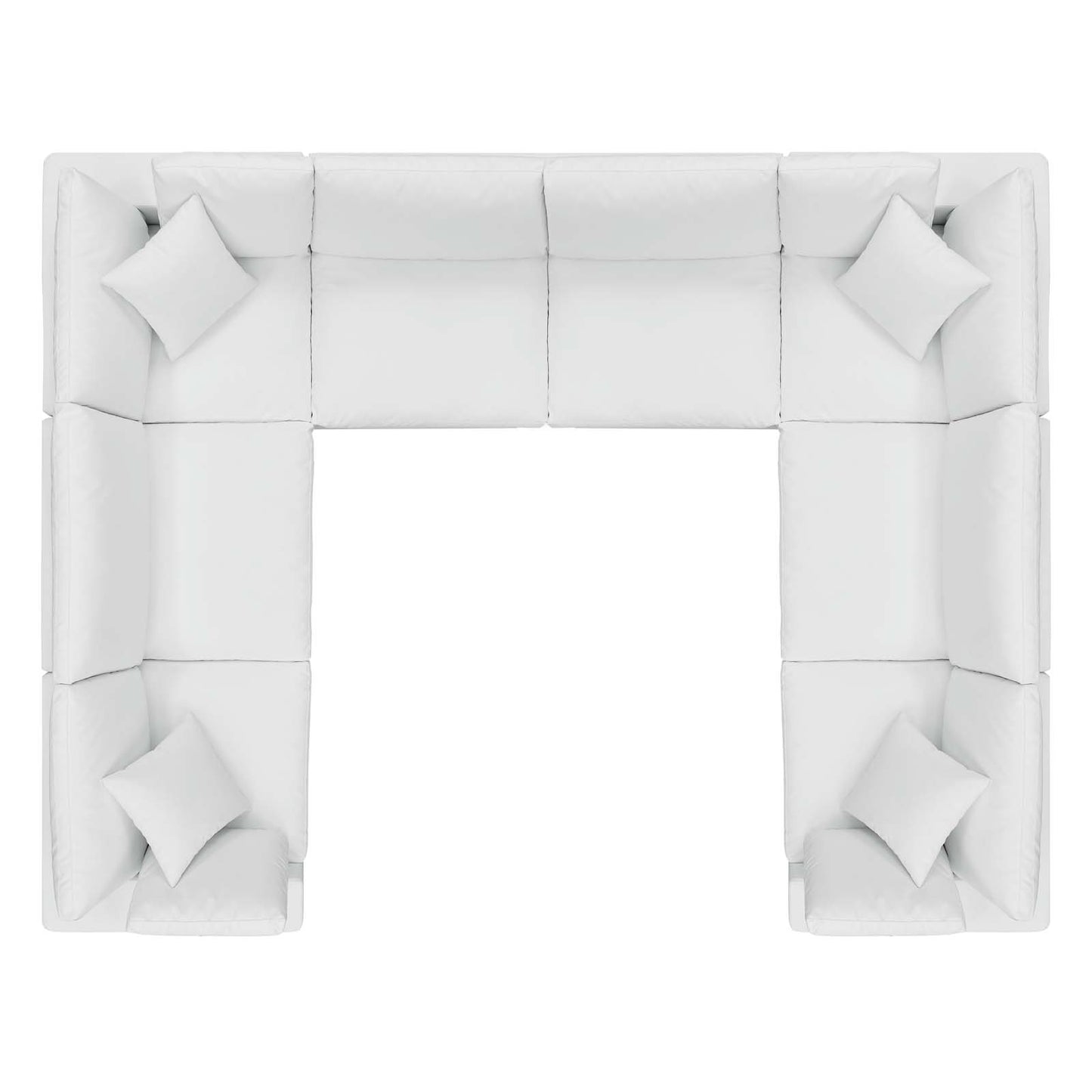 Commix Down Filled Overstuffed Vegan Leather 8-Piece Sectional Sofa, Faux Vegan Leather, White, 20726