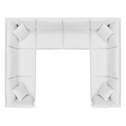 Commix Down Filled Overstuffed Vegan Leather 8-Piece Sectional Sofa, Faux Vegan Leather, White, 20726