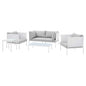 Harmony 5-Piece Sunbrella® Outdoor Patio Aluminum Furniture Set, Aluminum, Metal, Steel, White Grey Gray, 20727