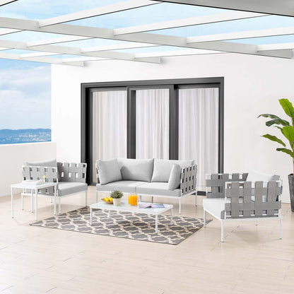 Harmony 5-Piece Sunbrella® Outdoor Patio Aluminum Furniture Set, Aluminum, Metal, Steel, Grey Gray, 20729