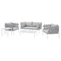 Harmony 5-Piece Sunbrella® Outdoor Patio Aluminum Furniture Set, Aluminum, Metal, Steel, Grey Gray, 20729