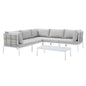 Harmony 6-Piece Sunbrella® Basket Weave Outdoor Patio Aluminum Sectional Sofa Set, Aluminum, Metal, Steel, Grey Gray, 20731