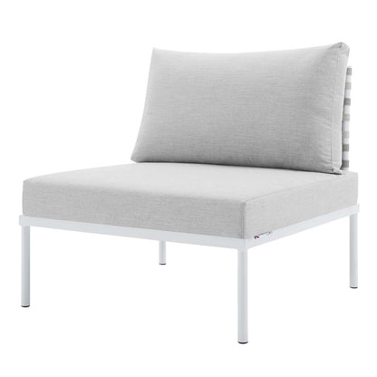 Harmony 6-Piece Sunbrella® Basket Weave Outdoor Patio Aluminum Sectional Sofa Set, Aluminum, Metal, Steel, Grey Gray, 20731