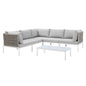 Harmony 6-Piece Sunbrella® Basket Weave Outdoor Patio Aluminum Sectional Sofa Set, Aluminum, Metal, Steel, Grey Gray, 20733