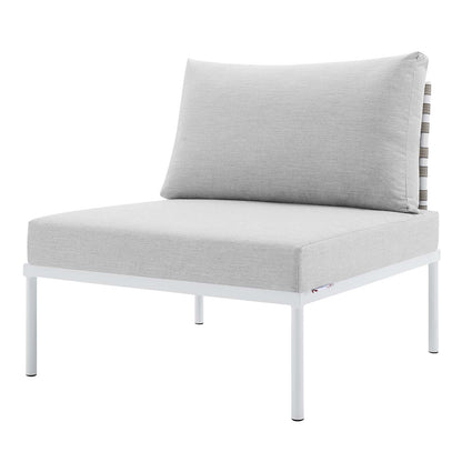 Harmony 6-Piece Sunbrella® Basket Weave Outdoor Patio Aluminum Sectional Sofa Set, Aluminum, Metal, Steel, Grey Gray, 20733