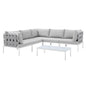Harmony 6-Piece Sunbrella® Outdoor Patio Aluminum Sectional Sofa Set, Aluminum, Metal, Steel, Grey Gray, 20737