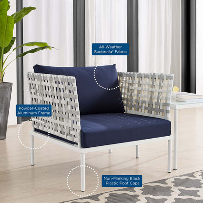 Harmony 6-Piece Sunbrella® Basket Weave Outdoor Patio Aluminum Seating Set, Aluminum, Metal, Steel, Blue Navy, 20740