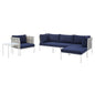Harmony 6-Piece Sunbrella® Basket Weave Outdoor Patio Aluminum Seating Set, Aluminum, Metal, Steel, Blue Navy, 20740