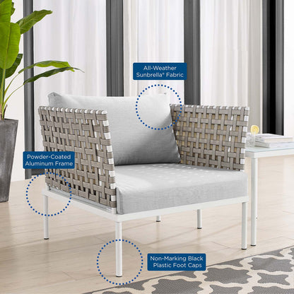 Harmony 6-Piece Sunbrella® Basket Weave Outdoor Patio Aluminum Seating Set, Aluminum, Metal, Steel, Grey Gray, 20741