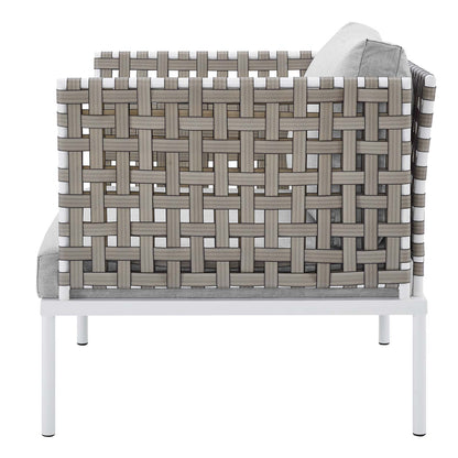 Harmony 6-Piece Sunbrella® Basket Weave Outdoor Patio Aluminum Seating Set, Aluminum, Metal, Steel, Grey Gray, 20741