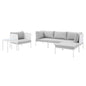 Harmony 6-Piece Sunbrella® Outdoor Patio Aluminum Seating Set, Aluminum, Metal, Steel, White Grey Gray, 20743