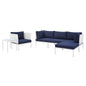 Harmony 6-Piece Sunbrella® Outdoor Patio Aluminum Seating Set, Aluminum, Metal, Steel, White Blue Navy, 20744