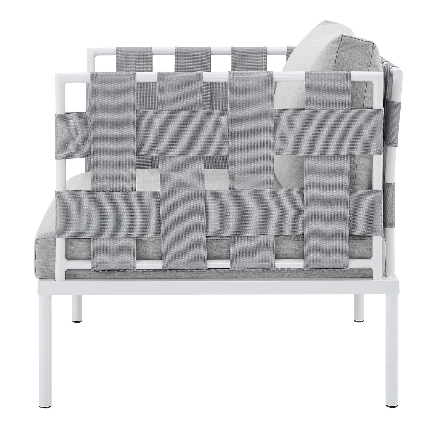 Harmony 6-Piece Sunbrella® Outdoor Patio Aluminum Seating Set, Aluminum, Metal, Steel, Grey Gray, 20745