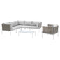 Harmony 7-Piece Sunbrella® Basket Weave Outdoor Patio Aluminum Sectional Sofa Set, Aluminum, Metal, Steel, Grey Gray, 20749