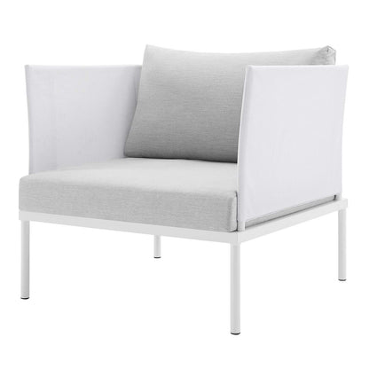 Harmony 7-Piece Sunbrella® Outdoor Patio Aluminum Sectional Sofa Set, Aluminum, Metal, Steel, White Grey Gray, 20751