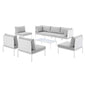 Harmony 8-Piece Sunbrella® Outdoor Patio Aluminum Sectional Sofa Set, Aluminum, Metal, Steel, White Grey Gray, 20759