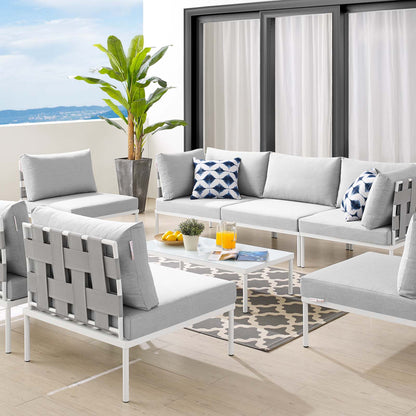 Harmony 8-Piece Sunbrella® Outdoor Patio All Mesh Sectional Sofa Set, Aluminum, Metal, Steel, Grey Gray, 20761