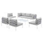 Harmony 8-Piece Sunbrella® Outdoor Patio All Mesh Sectional Sofa Set, Aluminum, Metal, Steel, Grey Gray, 20761