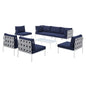 Harmony 8-Piece Sunbrella® Outdoor Patio All Mesh Sectional Sofa Set, Aluminum, Metal, Steel, Grey Gray Blue Navy, 20762