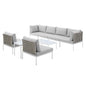 Harmony 8-Piece Sunbrella® Basket Weave Outdoor Patio Aluminum Sectional Sofa Set, Aluminum, Metal, Steel, Grey Gray, 20763