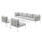 Harmony 8-Piece Sunbrella® Basket Weave Outdoor Patio Aluminum Sectional Sofa Set, Aluminum, Metal, Steel, Grey Gray, 20765