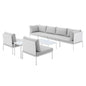Harmony 8-Piece Sunbrella® Outdoor Patio Aluminum Sectional Sofa Set, Aluminum, Metal, Steel, White Grey Gray, 20767