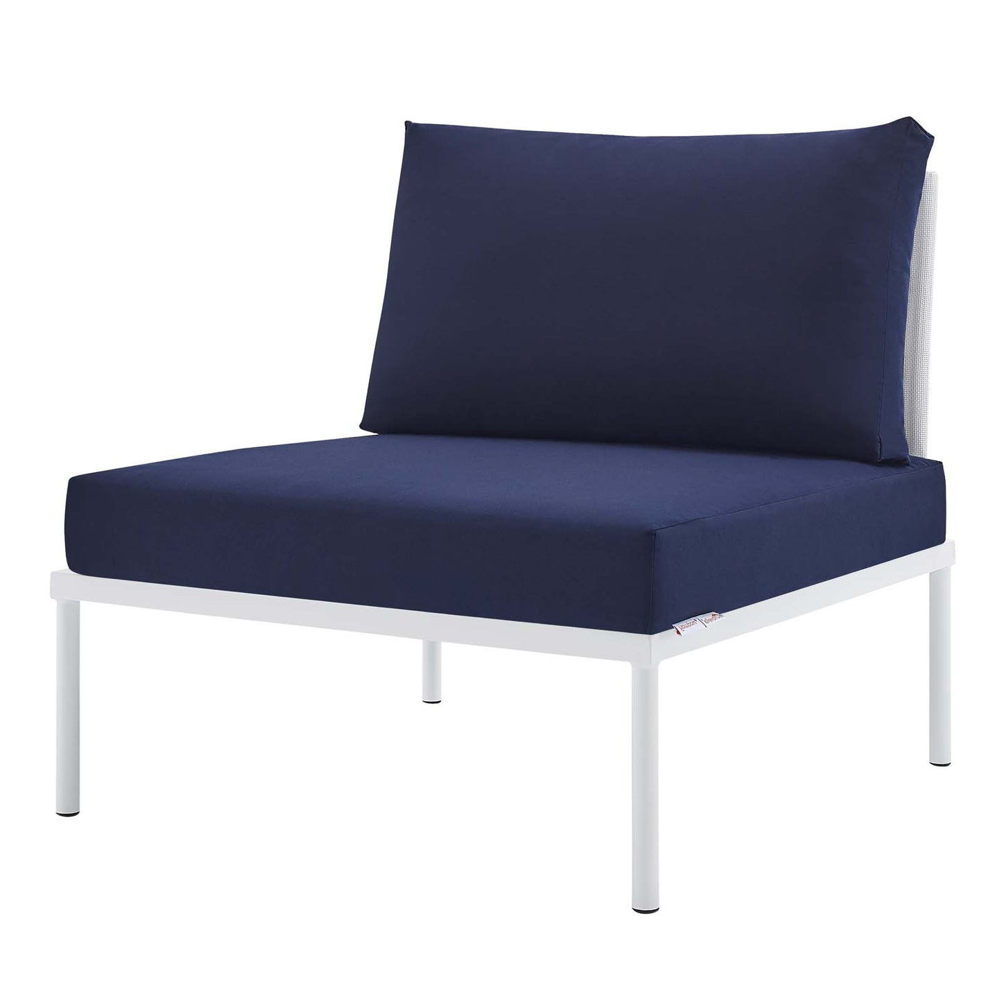 Harmony 8-Piece Sunbrella® Outdoor Patio Aluminum Sectional Sofa Set, Aluminum, Metal, Steel, White Blue Navy, 20768