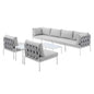 Harmony 8-Piece Sunbrella® Outdoor Patio Aluminum Sectional Sofa Set, Aluminum, Metal, Steel, Grey Gray, 20769