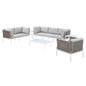 Harmony 8-Piece Sunbrella® Basket Weave Outdoor Patio Aluminum Seating Set, Aluminum, Metal, Steel, Grey Gray, 20773