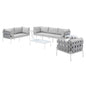 Harmony 8-Piece Sunbrella® Outdoor Patio Aluminum Seating Set, Aluminum, Metal, Steel, Grey Gray, 20777