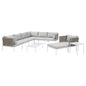 Harmony 10-Piece Sunbrella® Basket Weave Outdoor Patio Aluminum Sectional Sofa Set, Aluminum, Metal, Steel, Grey Gray, 20781