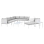 Harmony 10-Piece Sunbrella® Outdoor Patio Aluminum Sectional Sofa Set, Aluminum, Metal, Steel, White Grey Gray, 20783