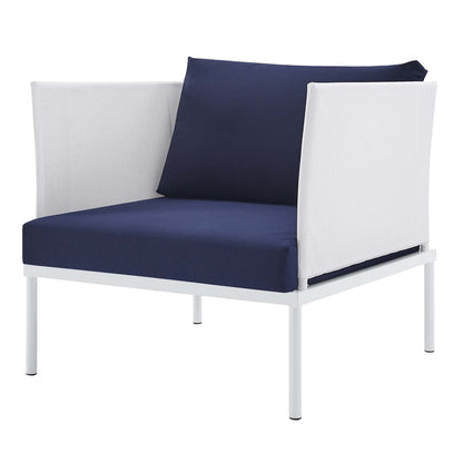 Harmony 10-Piece Sunbrella® Outdoor Patio Aluminum Sectional Sofa Set, Aluminum, Metal, Steel, White Blue Navy, 20784
