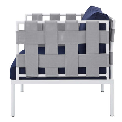 Harmony 10-Piece Sunbrella® Outdoor Patio Aluminum Sectional Sofa Set, Aluminum, Metal, Steel, Grey Gray Blue Navy, 20786
