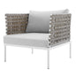 Harmony Sunbrella® Basket Weave Outdoor Patio Aluminum Armchair, Aluminum, Metal, Steel, Grey Gray, 20787