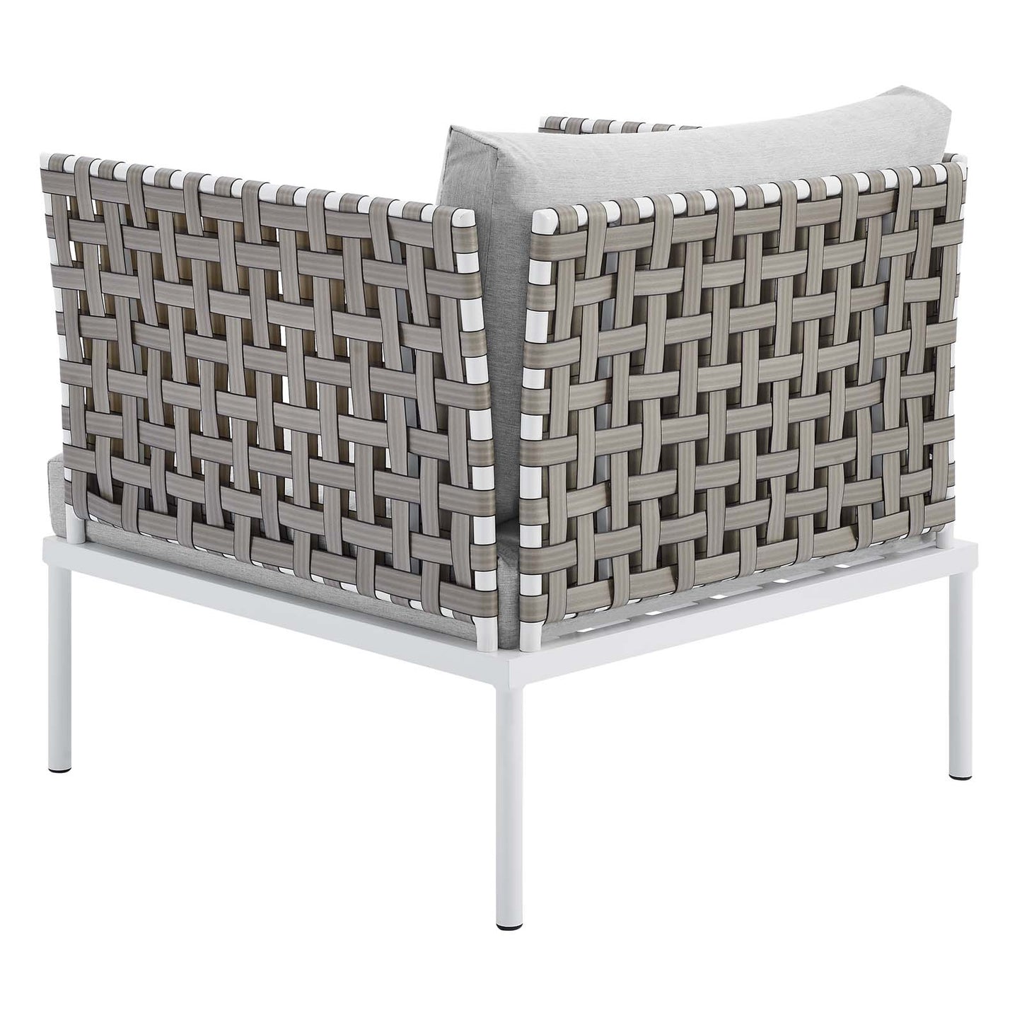 Harmony Sunbrella® Basket Weave Outdoor Patio Aluminum Armchair, Aluminum, Metal, Steel, Grey Gray, 20787