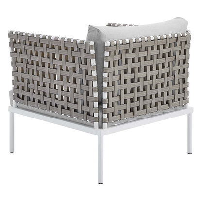 Harmony Sunbrella® Basket Weave Outdoor Patio Aluminum Armchair, Aluminum, Metal, Steel, Grey Gray, 20787