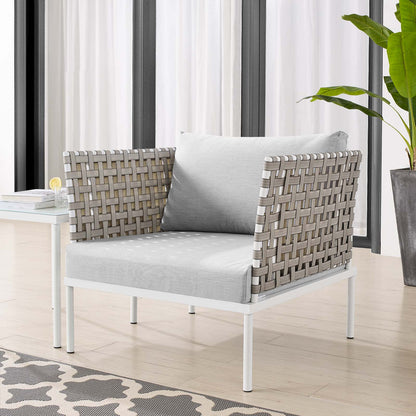 Harmony Sunbrella® Basket Weave Outdoor Patio Aluminum Armchair, Aluminum, Metal, Steel, Grey Gray, 20787