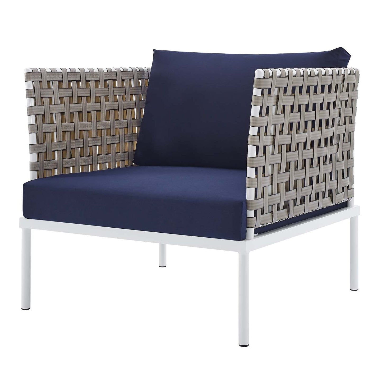 Harmony Sunbrella® Basket Weave Outdoor Patio Aluminum Armchair, Aluminum, Metal, Steel, Blue Navy, 20788