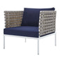 Harmony Sunbrella® Basket Weave Outdoor Patio Aluminum Armchair, Aluminum, Metal, Steel, Blue Navy, 20788