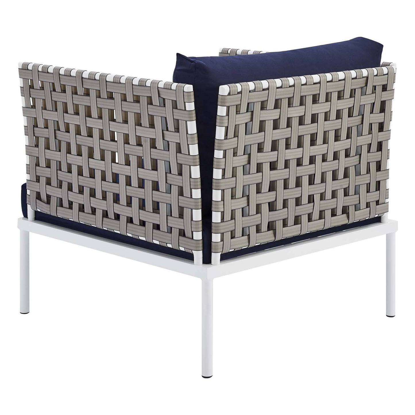 Harmony Sunbrella® Basket Weave Outdoor Patio Aluminum Armchair, Aluminum, Metal, Steel, Blue Navy, 20788