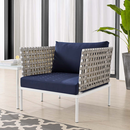 Harmony Sunbrella® Basket Weave Outdoor Patio Aluminum Armchair, Aluminum, Metal, Steel, Blue Navy, 20788